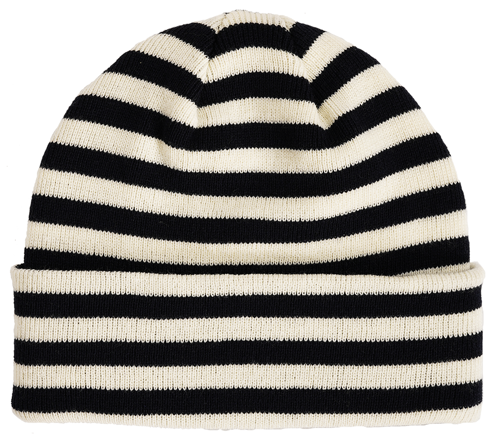 907 Tuque rayée tricotée MARINE/IVOIRE