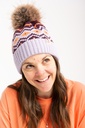 X9018 Bonnet en tricot à pompon et chevron
