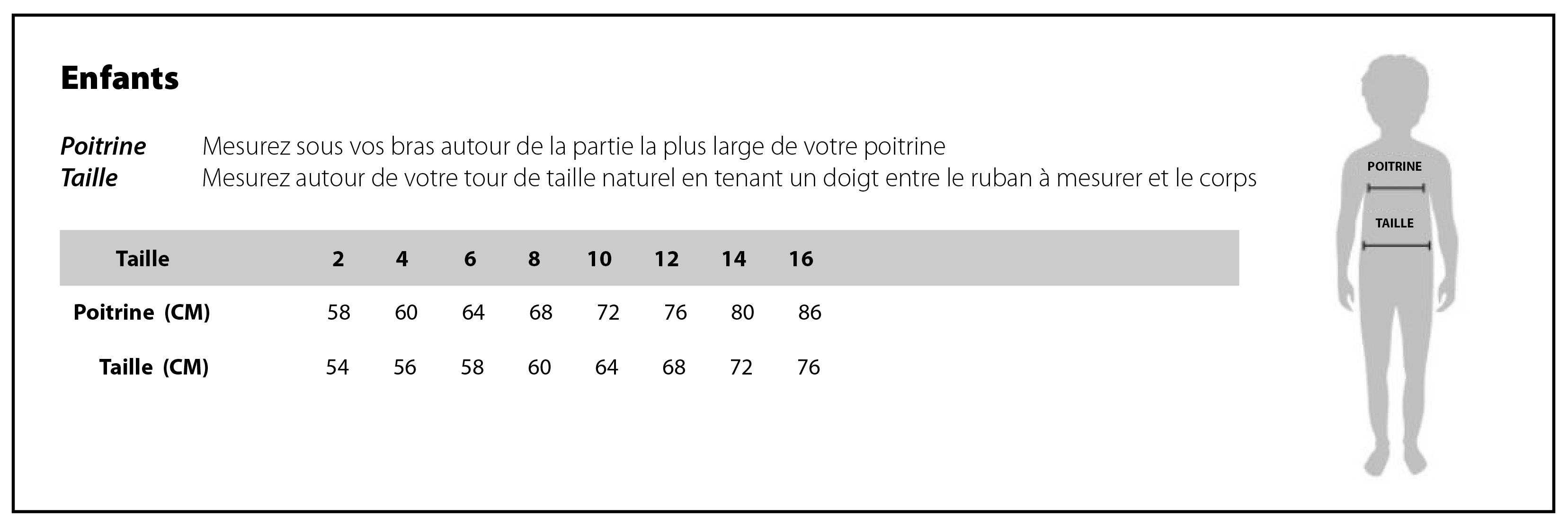 SW239KL - Charte de grandeur