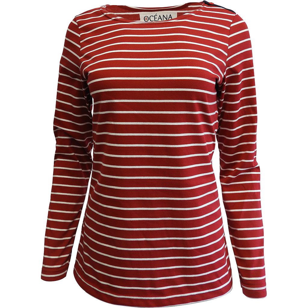 OC4005W Ladies Long Sleeve Shirt (XS, RED/IVORY)