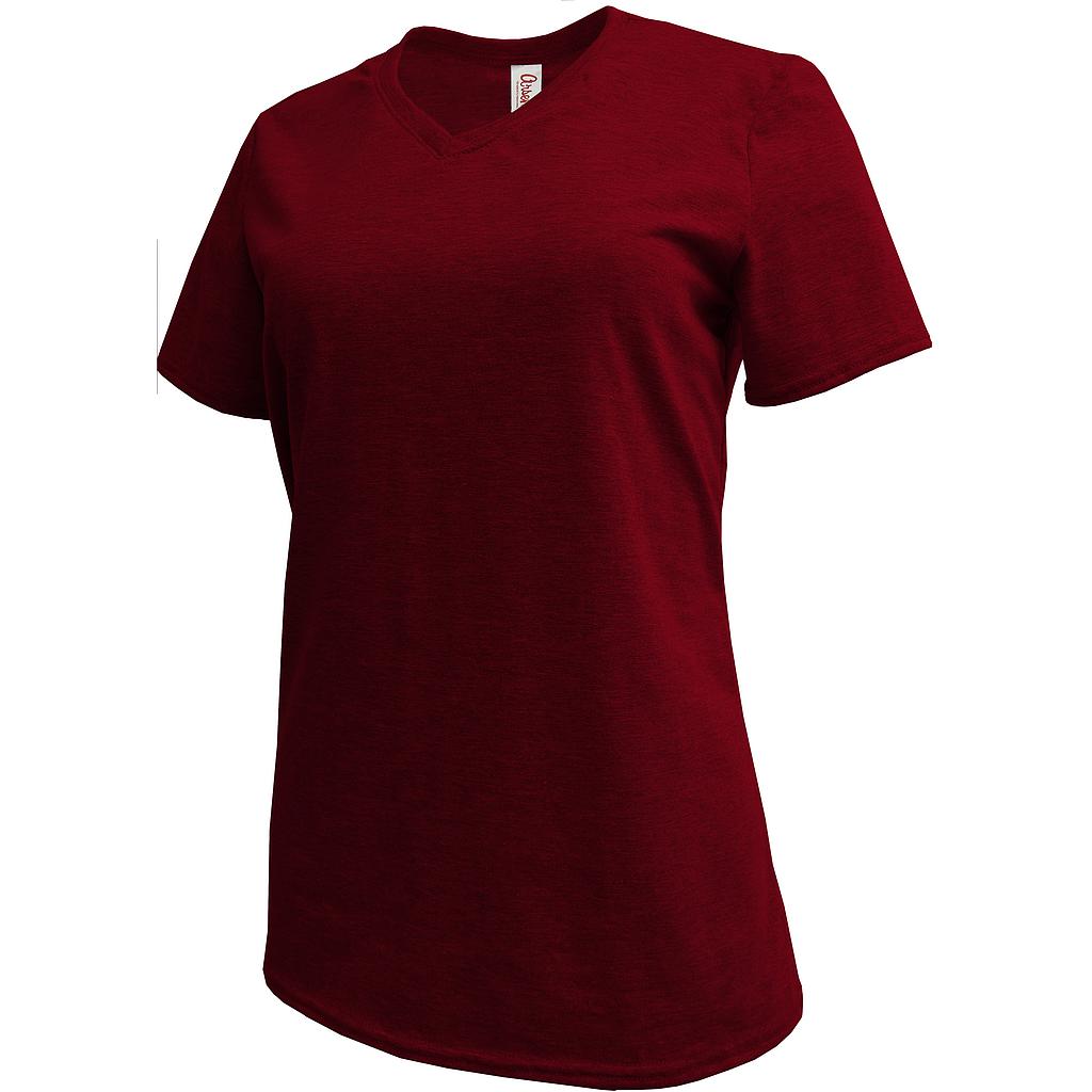 4319W Ladies V Neck T-shirt (XS, RED)