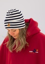 907 Tuque rayée tricotée MARINE/IVOIRE