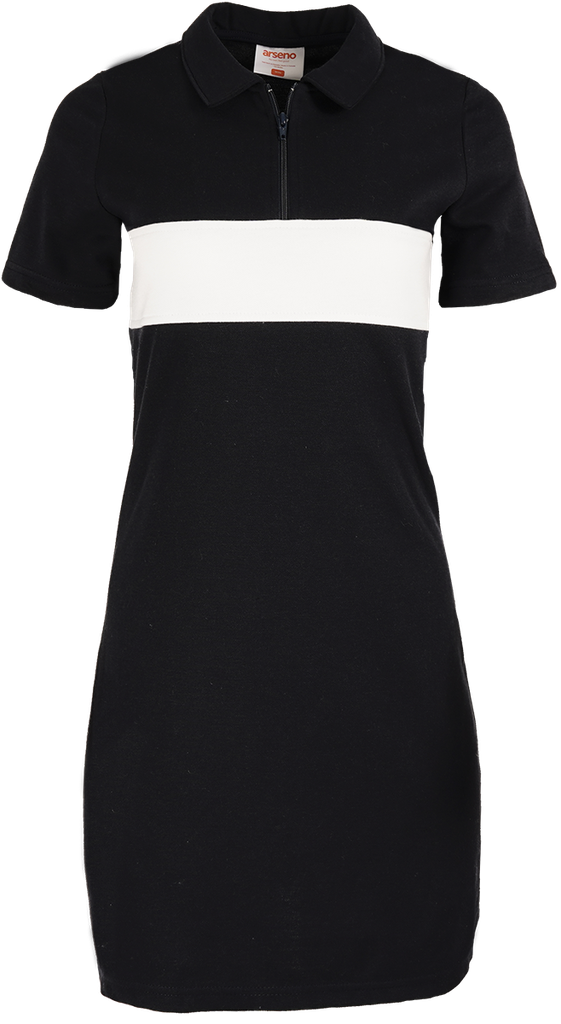 7023W Colorblock Polo Dress with 1/4 Zip