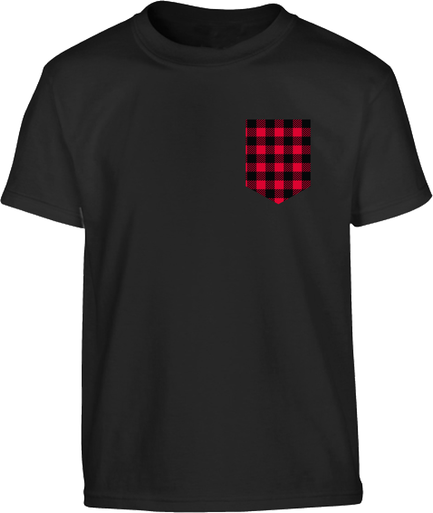 5000 - T-shirt noir à poche carreaux homme