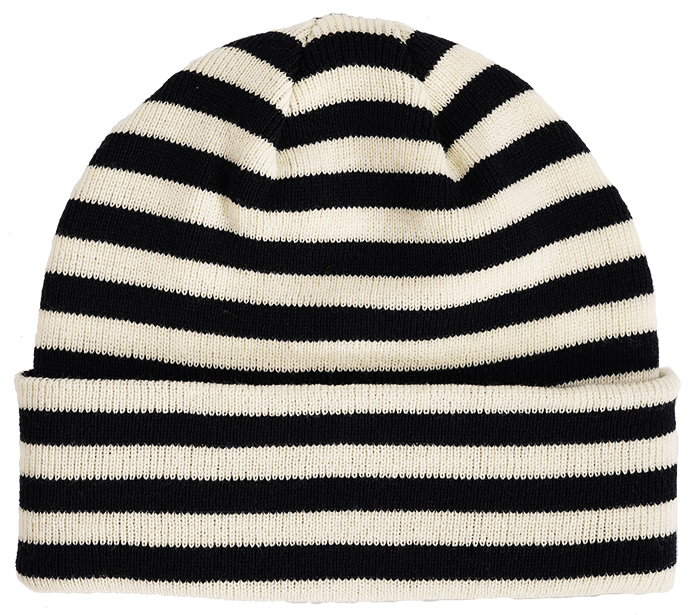 907  Striped knitted navy blue beanie