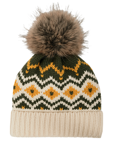 X9018 Bonnet en tricot à pompon et chevron